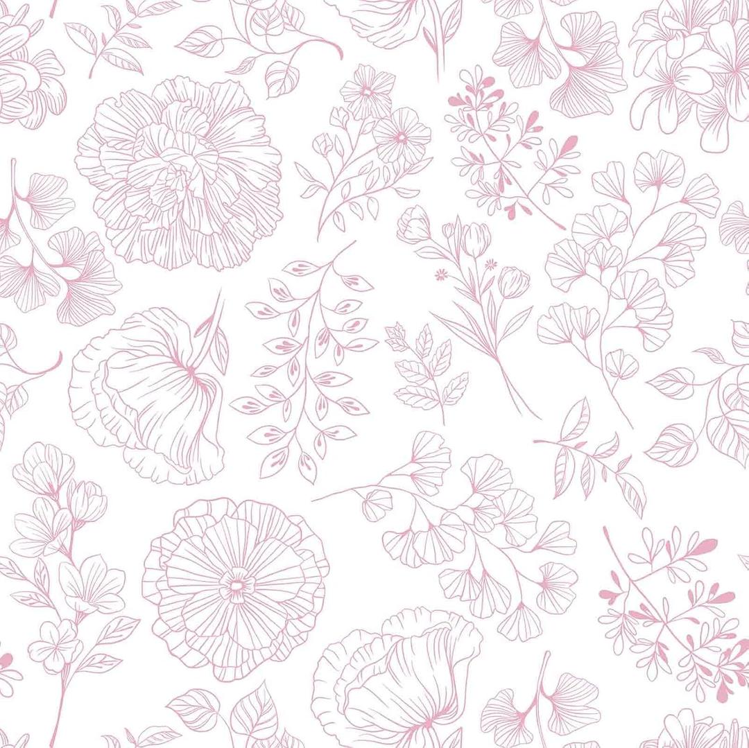 LiKiLiKi 17.3"x393" Pink Floral Peel and Stick Wallpaper Wildflowers and Leaf Contact Paper Modern Self Adhesive Wallpaper Removable Waterproof Wall Paper for Bedroom Kitchen Cabinets Vinyl Roll