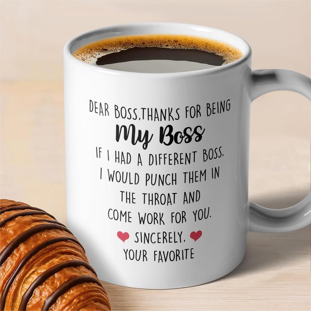 zcyhtqp, Dear Boss, Funny Office Ceramic Coffee Mug, Boss Appreciation Gift for Retirment, Unique Employee Appreciation Gift