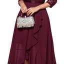 Bbonlinedress Women's V-Neck Dress for Women Wedding Guest Hi-Lo Floral Lace Prom Cocktail Party Formal Bridesmaid Dress (Medium)
