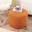 Round Pouf Ottoman 20 x 20 x 14 Inches Boho Poof Home Decor Floor Pouffe Ottoman Foot Rest for Couch Sofa Bean Bag Chairs Living Room Bedroom Orange