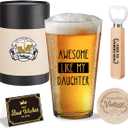 Funny Dad Fathers Day Retirement Gift Christmas Retired Valentines Birthday Gifts for Dad Men Father Daddy from Daughter Beers Lovers Cool Beer Drinking Glass Gift