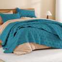 Litanika Oversized King Quilt Bedding Set, 128x120 Inch Super King Turquoise Comforter Bedspreads Lightweight Bed Coverlets Boho Bedding Cover Decor All Season,3 Pieces (1 Quilt, 2 Pillowcases)