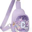COSHAYSOO Purple Toddler Girls Sling Bag Purse Gifts for One Two Three Four Five Six Year Old Girl Birthday Party Favors, Cute Kids Small Mini Clear Crossbody Chest Shoulder Pouch Initial Letter C