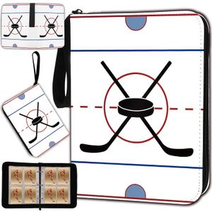 Hockey Card Binder with Sleeves 400 Pocket, Hockey Card Holder for Trading Cards, Hockey Card Collector Album Folder Organizer 3 Ring Binder Spots Cards Storage Case Book for Kids Boys Gift White