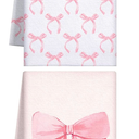 Macarrie 2 Pcs Pink Bow Coquette Kitchen Towels Trendy Cute Pink Hand Towels Coquette Bow Gifts Preppy Microfiber Kitchen Supplies for Hostess Housewarming, 18 x 26 In