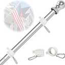 NQ 5FT Flag Pole for Outside House, Stainless Steel Flag Pole for Outdoor, House Flag Pole for Porch,Yard (Only Pole, Without Holder) (Silver)