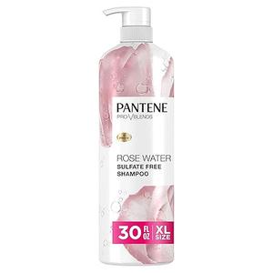 Pantene Sulfate Free Rose Water Shampoo, Soothes, Replenishes Hydration, Safe for Color Treated Hair, Nutrient Infused with Vitamin B5 and Antioxidants, ProV Blends, 30.0 oz