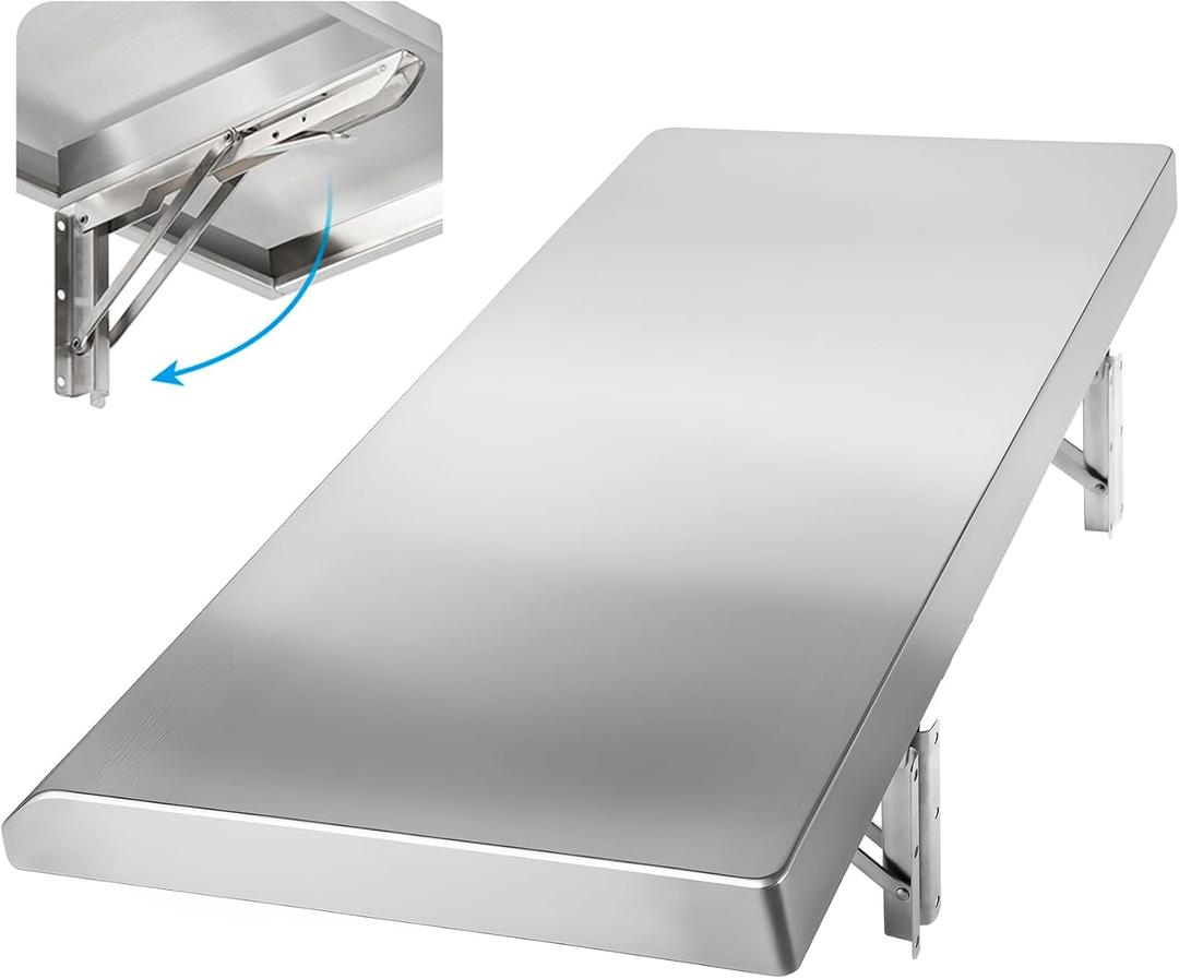 Folding Concession Shelf 24" x 18", Stainless Steel Drop Down Serving Food Shelf for Concession Windows