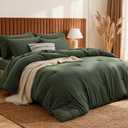 Bedsure California King Size Comforter Set, Dark Green Soft Prewashed Bedding for All Seasons, 7 Pieces Warm Winter Down Alternative Bed Set, Fluffy Bed in a Bag with Sheets, Pillowcases & Shams