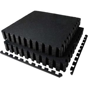 AIRHOP 0.56in Thick 48 Sq Ft Exercise Equipment Mats, 12 Tiles Upgraded Rubber Top with High Density EVA Foam, Large Interlocking Puzzle Gym Flooring for Home Gym, Heavy Weight Workout,Black