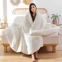 All Season Bedding Soft Lightweight Bedspread Cozy Blanket Quilt, King Size Comforter 104"x90" (White Ivory)