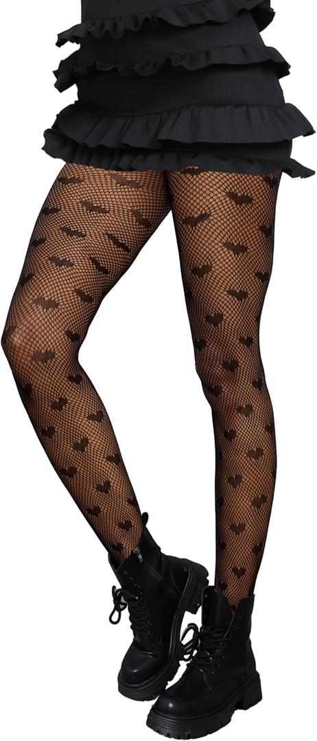 Women's Lace Tights - Fishnet Stockings for women, Black Fishnet Tights for Party, Everyday, and Cosplay Wear, Heart, One Size