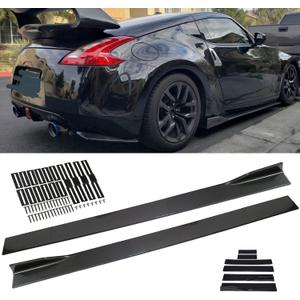 JMTBNO Universal 2.2M/86.6inch Carbon Fiber Side Skirt Extension Splitter fit, Side Skirts Rocker Panels Side Trim Spoiler Extension Lip Bottom Line, Side Skirt Rocker Panel Lip Splitter Diffuser