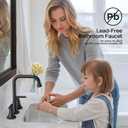 FORIOUS Black Bathroom Faucet for Sink 3 Hole,Widespread Matte Black Bathroom Sink Faucets,2 Handles RV Bathroom Faucets Vanity with Pop Up Drain and Supply Hoses