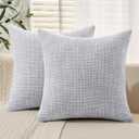 MIULEE Burlap Linen Throw Pillow Covers 24x24 Inch Set of 2 Blue Grey Decorative Pillows Modern Farmhouse Pillowcases Soft Accent Cushion Covers for Outdoor Couch Sofa Bedroom Livingroom Home Decor