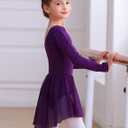 MdnMd Toddler Girls Long Sleeve Ballet Leotards Dresses Dance Skirt Ballerina Tutu Outfits