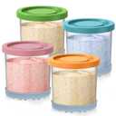 DENEBORE for Ninja Creami Pints and Lids - 4 Pack,16OZ Compatible with NC299AMZ & NC300s Series Ice Cream Makers, Extra Cups Replacement for Ninja Creamy Containers Airtight Anti-slip Dishwasher Safe