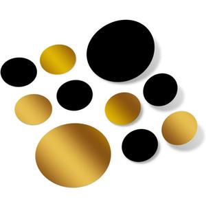 Black/Metallic Gold Vinyl Wall Stickers - 2 & 4 inch Circles (30 Decals)