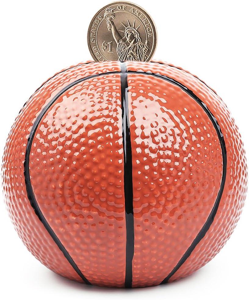 Ceramic Large Basketball Piggy Bank for Boys, Sports Coin Bank, Bedroom Decor Money Box - L