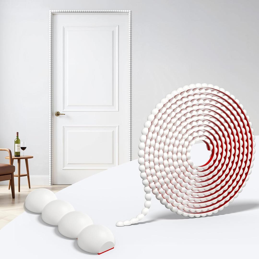 Flexible Molding Trim Peel and Stick for Walls 10ft Decorative Bead Pearl DIY Wall Trim for Bathroom Mirror Frame Border Backsplash Tile Ceiling Cabinet TV Wall Edge (White, 10ft /15 mm)