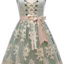 Abaowedding Women German Dirndl Dress Oktoberfest Costumes for Women (Small, Green)