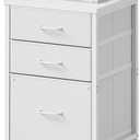 3 Drawer Mobile File Cabinet with Wheels Fabric Vertical Filing Cabinet fits A4 or Letter Size for Home Office,White
