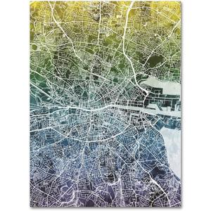 Trademark Fine Art Dublin Ireland City Map IV by Michael Tompsett, 14x19-Inch-Inch