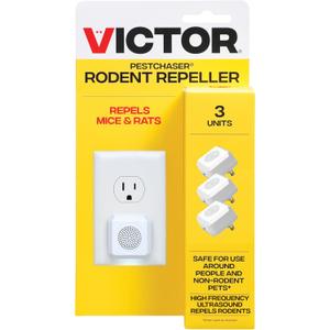 Victor M753K PestChaser Indoor Ultrasonic Rodent Repellent with Nightlight, 3 Rodent Repeller Mouse Deterrent Plug In Devices