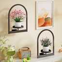 Flenpptly Wall Plant Holder, Wall Planter for Indoor Plants, Window Plant shelves for Multiple Plants Indoor Outdoor, Framed Plant Holder for Home Decor (2 Pack)