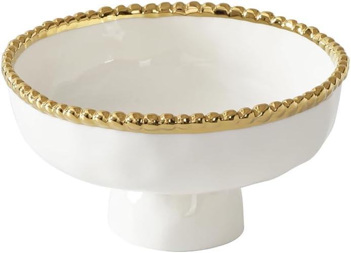 Pampa Bay Small Footed Bowl, Golden Salerno, Kitchen, Gift, 6 x 3.25 Inch, CER2848WG