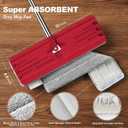 JOYMOOP Flat Mop, Microfiber Mop Head for Floor Cleaning, 50" Handle with 13" Flat Head, Black & Red