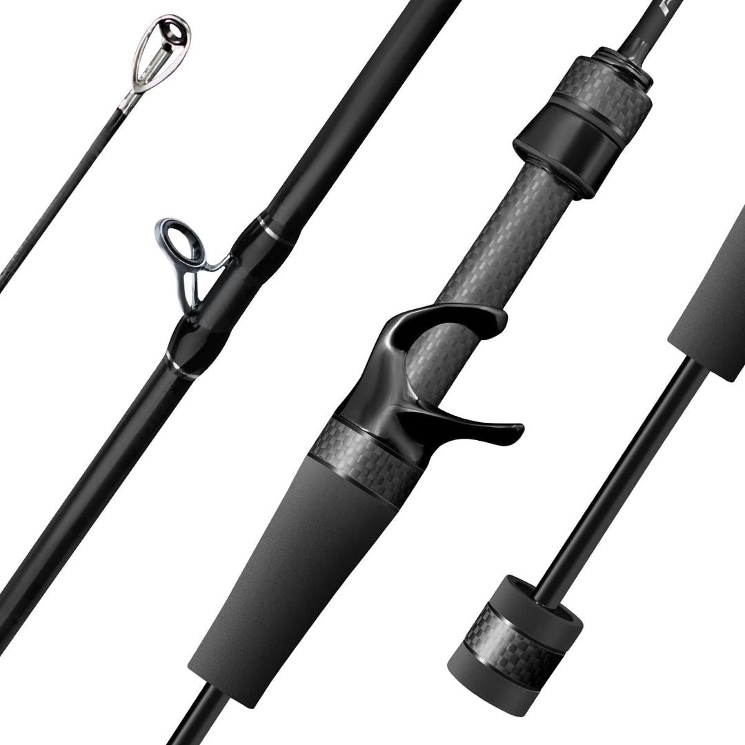 SEASIR Riveria Ultralight Fishing Rod, BFS Spinning Baitcasting Rod, 40T Carbon Fiber Baitcaster Rod, 10 Piece Casting Rod for Freshwater Bass Trout, Fuji O Ring Guide, EVA Handle, Fast, Black, RiveriaC602-UL-F