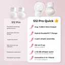 Momcozy Breast Pump S12 Pro Quick, Hands-Free Wearable & Wireless Pump, with DoubleFit Hybrid Flange, 3 Modes & 9 Levels Electric Pump Portable, Smart Display, 24mm Flange, 2 Count, Cozy White