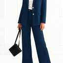 KIRUNDO Womens Suits 2 Piece Set Business Casual Blazer Jacket Wide Leg Dress Pants Suits Professional Work Office Outfits
