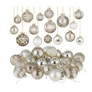 Liliful 24 Pcs Champagne Glass Christmas Ball Ornaments Christmas Tree Decoration Hanging Balls Neutral Vintage Mercury Ornament for Xmas Festival Home Wedding Holiday Farmhouse Party Decor, 2.36 Inch Item is Missing One Ornament