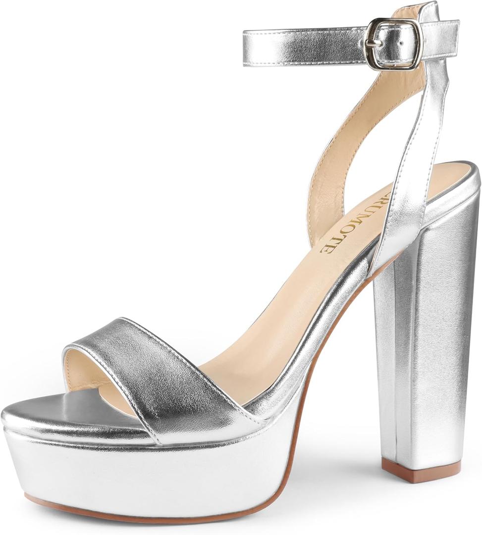 MERUMOTE Women's Fashion Platform Sandals Block Heels Wedding Summer Dress Shoes (6)