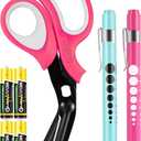 MEUUT 3 Pack Medical Scissors and penlights for Nurses with Four Batteries-One 8" Patented Trauma Scissor Bandage Scissor Two LED Pen lights for Nurse Doctor EMT First Aid