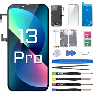 for iPhone 13 Pro Screen Replacement with Earpiece Flex Cable Proximity Sensor LCD Touch Display Digitizer Full Assembly with Front Glass Repair Tools Kits A2483 A2636 A2638 A2639 A2640