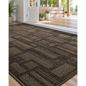 Color&Geometry Front Door Mat Non-Slip, Low-File, Easy to Clean, Sturdy Doormat, Entryway Rug for Hallway, Entrance, Porch Floor, 36"x60", Brown (Rolled-up NO Creases)
