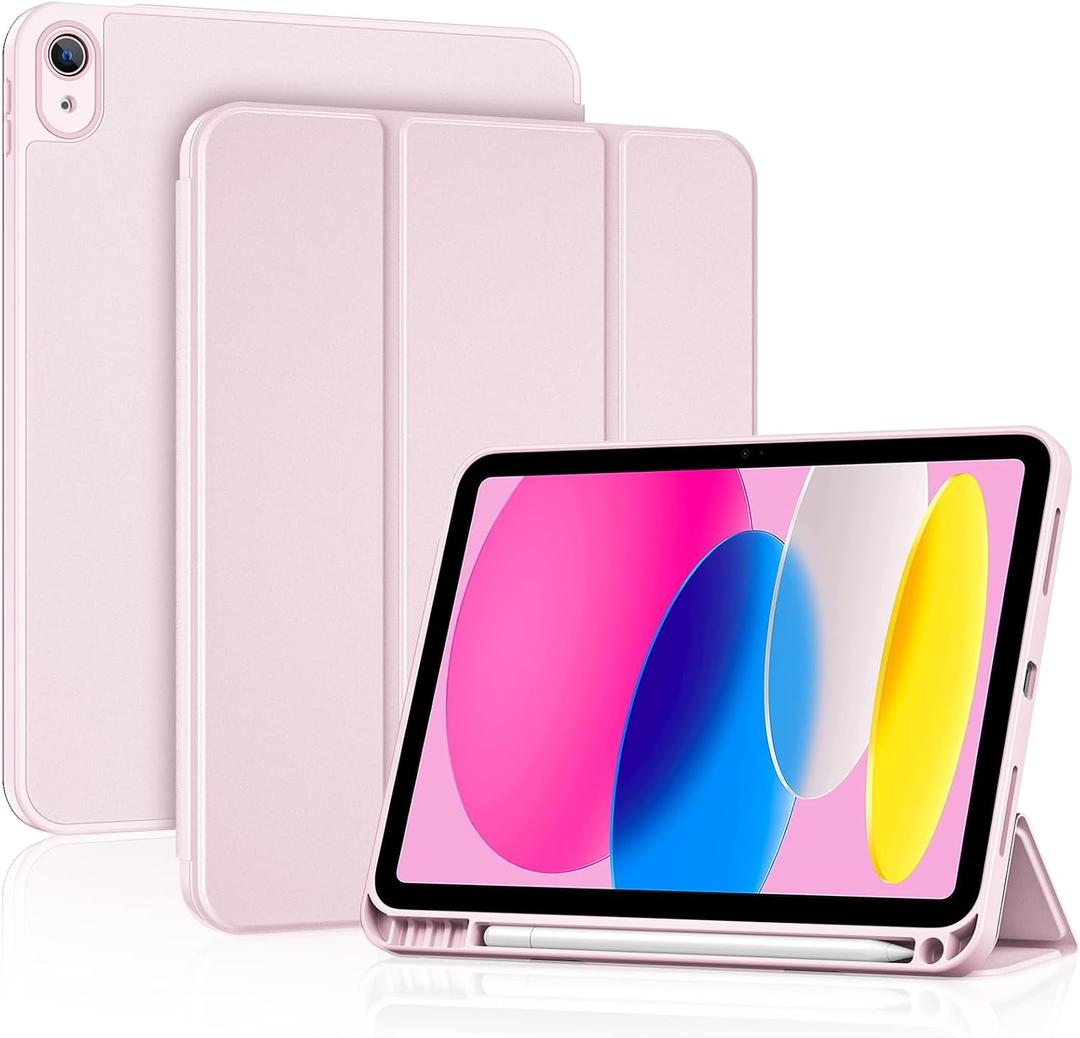 ProCase for iPad (A16) 11th Gen 11 inch 2025/10th Generation 10.9 inch 2022 Case with Pencil Holder, Full Camera Protection Slim Case with Soft TPU Back Cover -Light Pink