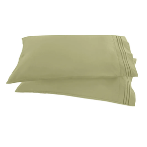 CGK Linen LUXURY PILLOWCASE SET. Elegant Comfort 1500 Thread Count Embroidered Egyptian Quality Luxurious Silky Soft Wrinkle & Fade Resistant 2-Piece Pillowcase, King, (Pack of 2)