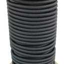 Elastic Bungee Cord. 3/16", 3/8", 1/4", 5/16", 1/8". 50 and 100 Foot Spools. Weather and Abrasion Resistant. Used for Tie Downs, Crafting, DIY Projects. Black Shock Cord. Made in the USA