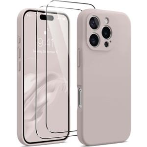 AOTESIER Magnetic for iPhone 16 Pro Case, Compatible with MagSafe[Camera Protection], Food Grade Silicone Case with [2 Screen Protectors], Anti-Scratch Protective Lining, 6.3inch, Natural Titanium