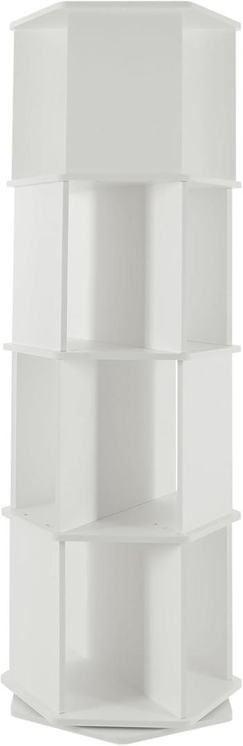 4 Tier Rotating Bookshelf Floor Standing Corner Rotating Bookcase, 360 Display Floor Standing Bookcase Storage Rack, Rotating Bookshelf Tower for Bedrooms Study Areas Living Rooms