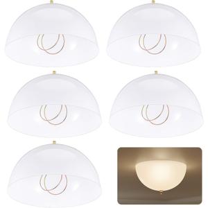 5 Pcs Clip On Dome Light Shade, Plastic Cover For A-Type Bulb, 7.68x4 Inch Round Lamp Shades For Ceiling And Wall Fixtures, Modern Lighting Decor, White
