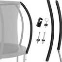 Universal Trampoline Replacement Curved Net Pole, Curved Pole Kit for 10-16ft Frame, with Plastic Tube Cap, Mounting Hardware, Foam Padding