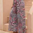 ZAFUL Women's Casual Wide Leg Elastic Waist Drawstring High Waisted Floral Print Palazzo Pant (M)