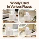 Tissue Box Cover Compatible with Kleenex Tissue - Soft PU Leather Tissue Box Holder Fits Most Tissues for Living Room, Bathroom, Bedroom, Office & Home Decor (4.5''×4.5''×5.2'' Upright Box)