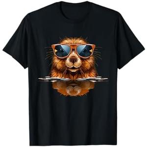 Pretty Sunglasses Animals for Beavers Costume Boys and Girls T-Shirt (S, Youth, Black)