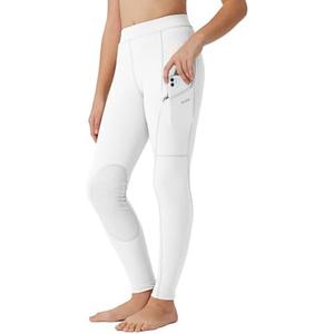 Willit Girls Horse Riding Pants Tights Kids Equestrian Breeches Knee-Patch Youth Schooling Tights Zipper Pockets, Medium